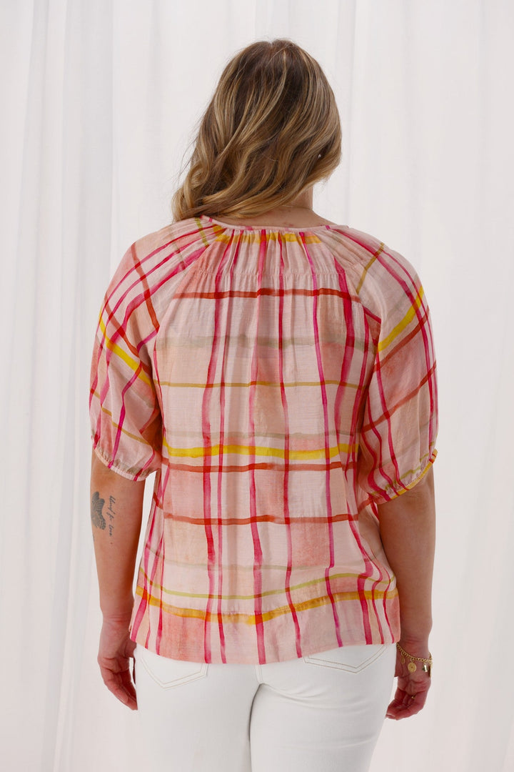Label Katalina Top Coral Check
