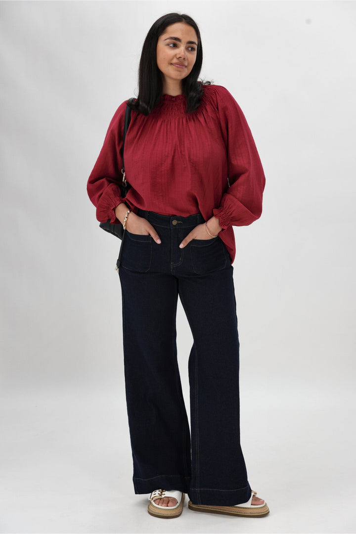 Label Kazniah Patch Pocket Wide Leg Jean Dark Indigo