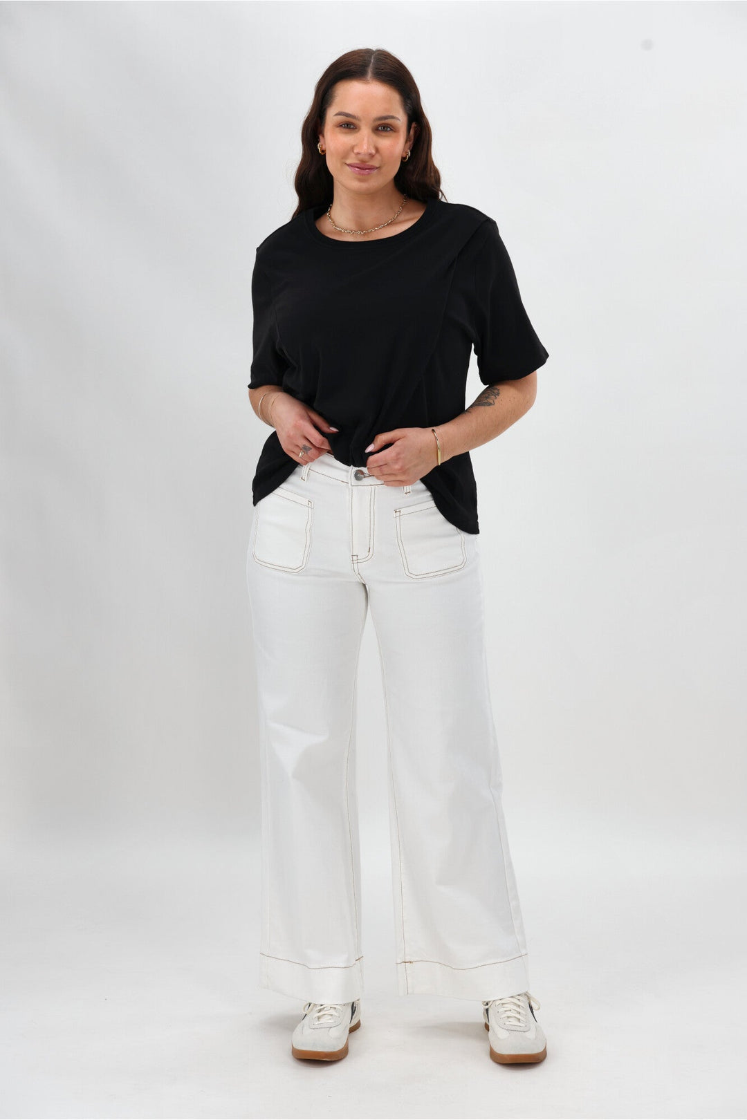 Label Kazniah Patch Pocket Wide Leg Jean Natural
