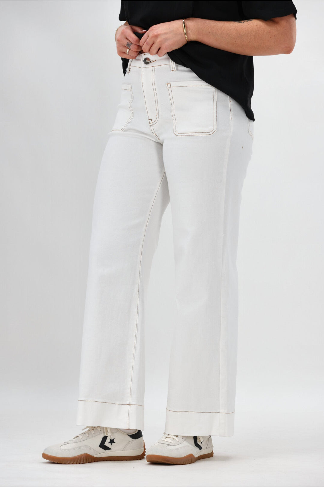 Label Kazniah Patch Pocket Wide Leg Jean Natural