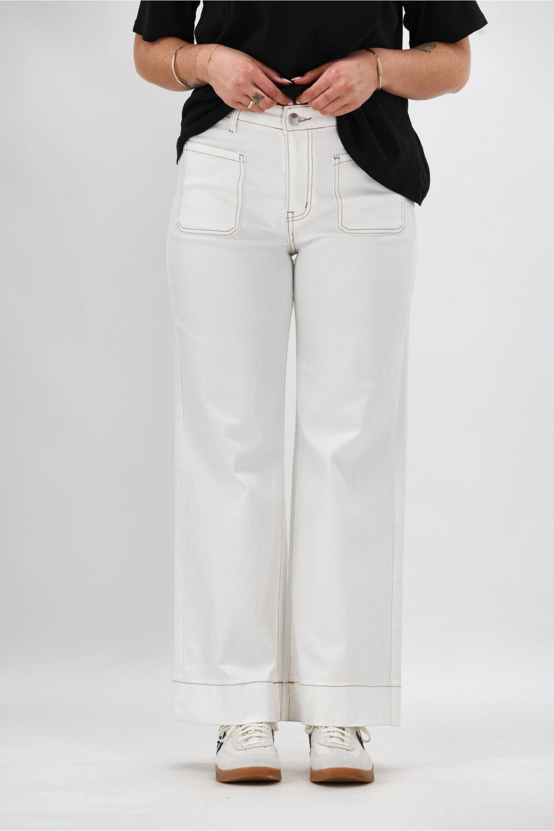Label Kazniah Patch Pocket Wide Leg Jean Natural