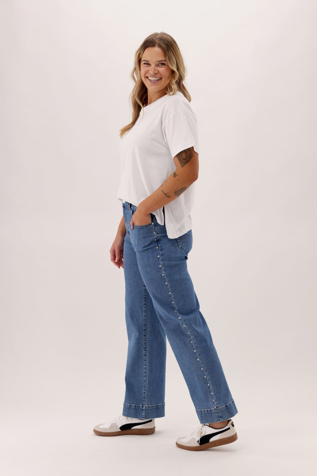 Label Keanu Studded Jean Washed Blue