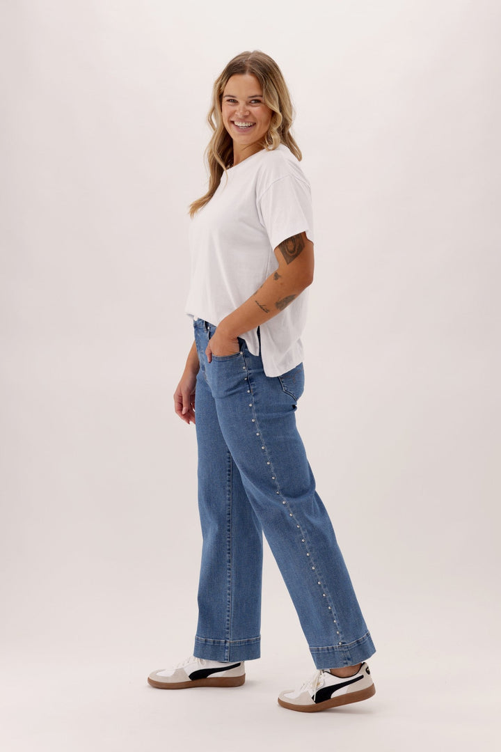 Label Keanu Studded Jean Washed Blue