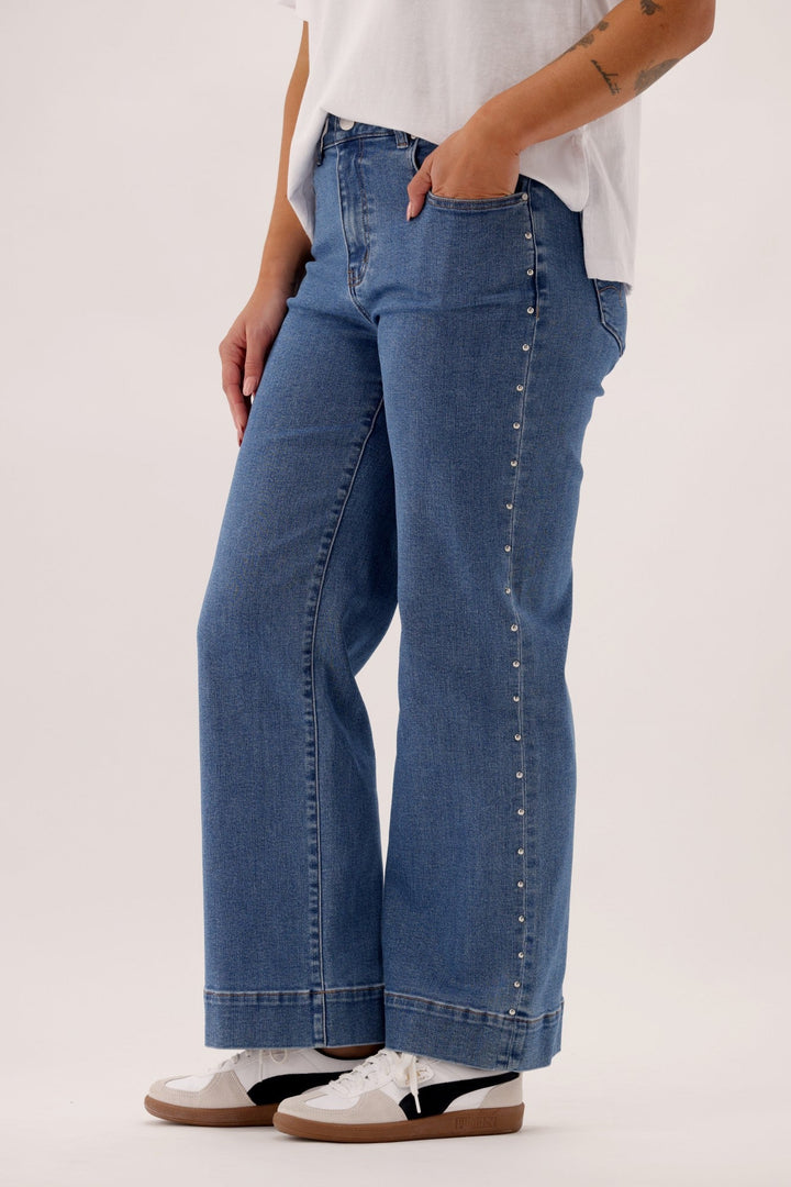 Label Keanu Studded Jean Washed Blue
