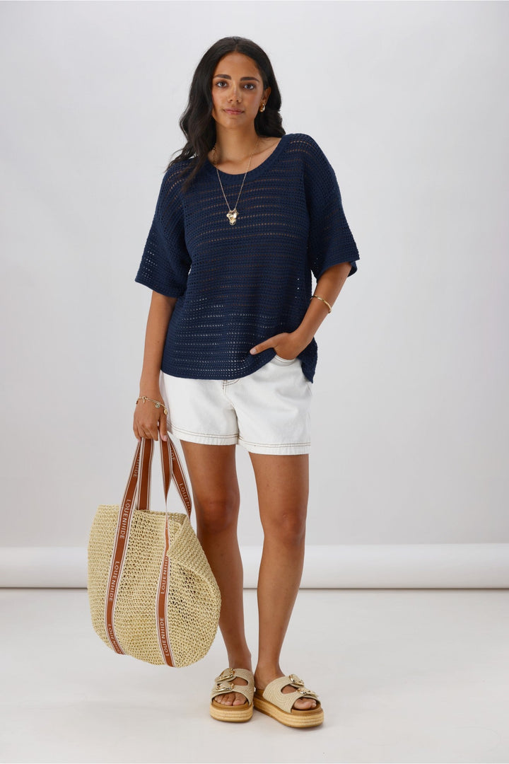 Label La Dolce Knit Top Navy