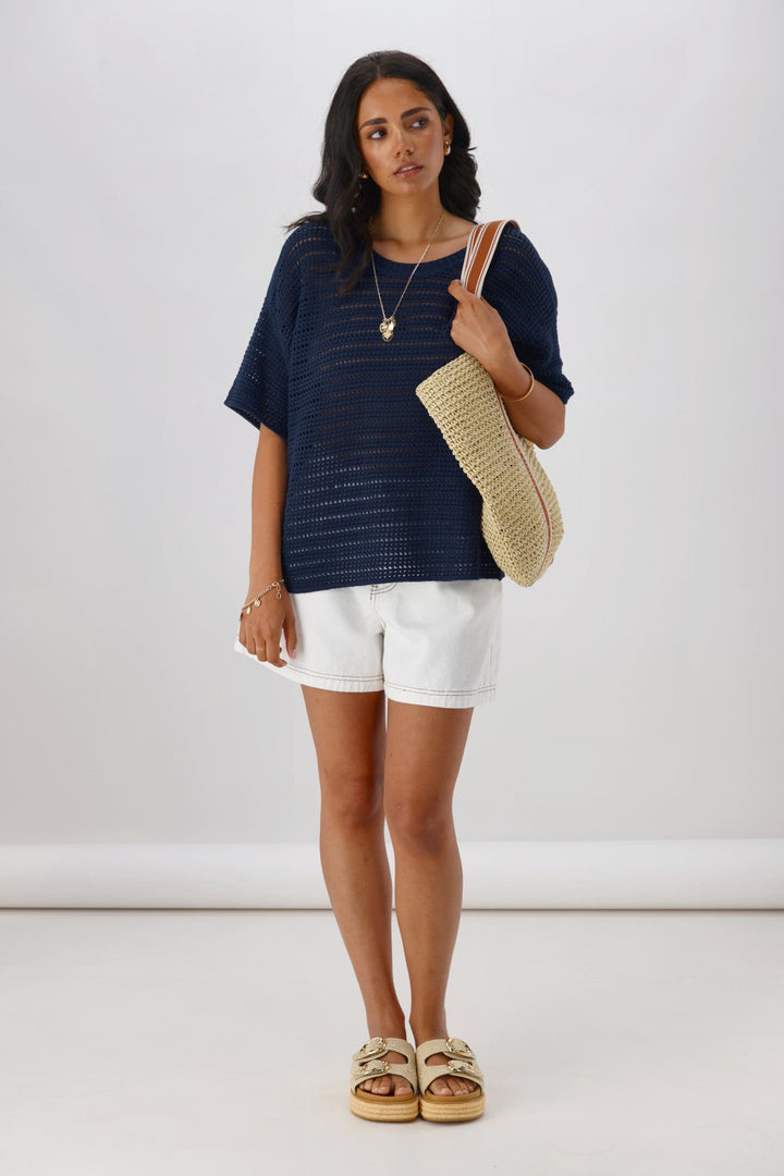 Label La Dolce Knit Top Navy