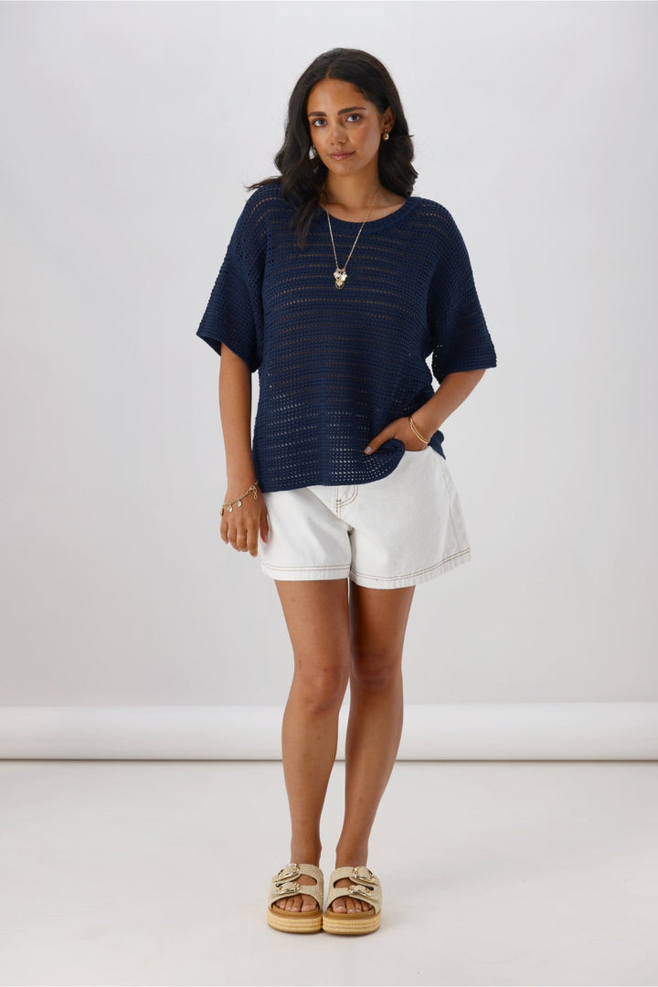 Label La Dolce Knit Top Navy