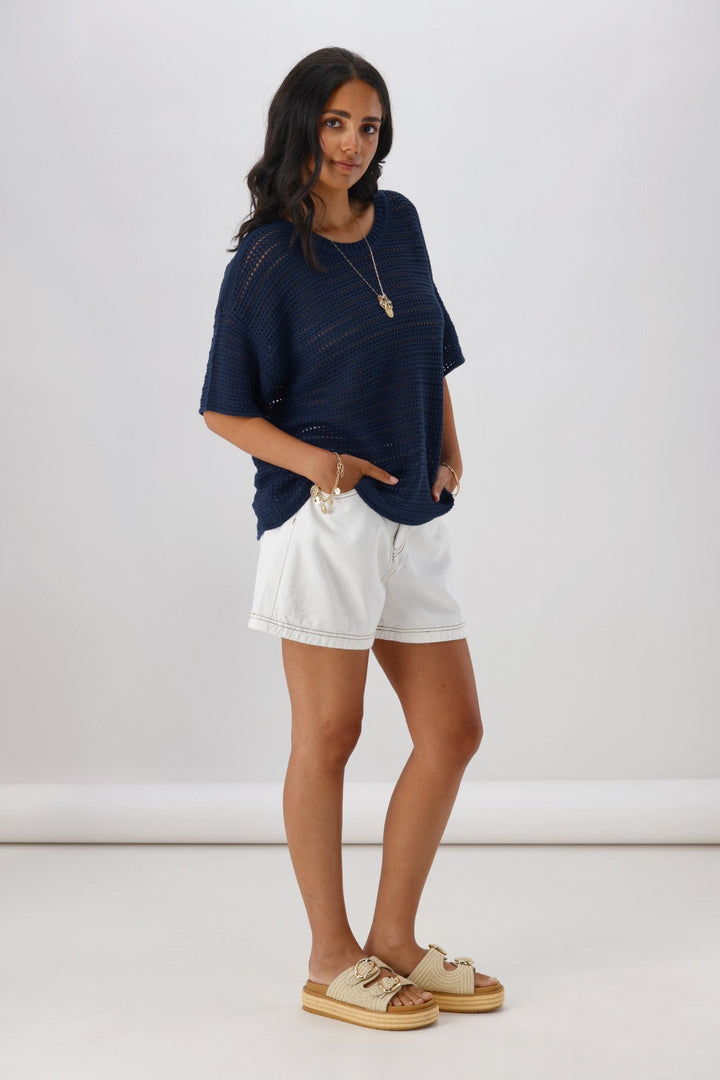 Label La Dolce Knit Top Navy