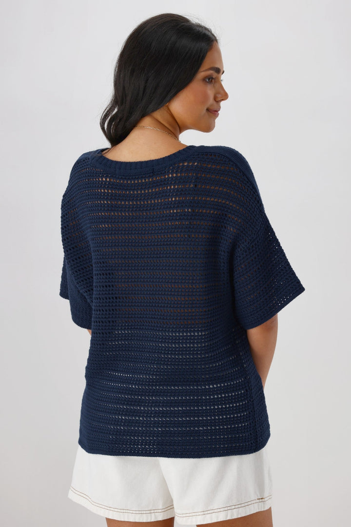 Label La Dolce Knit Top Navy