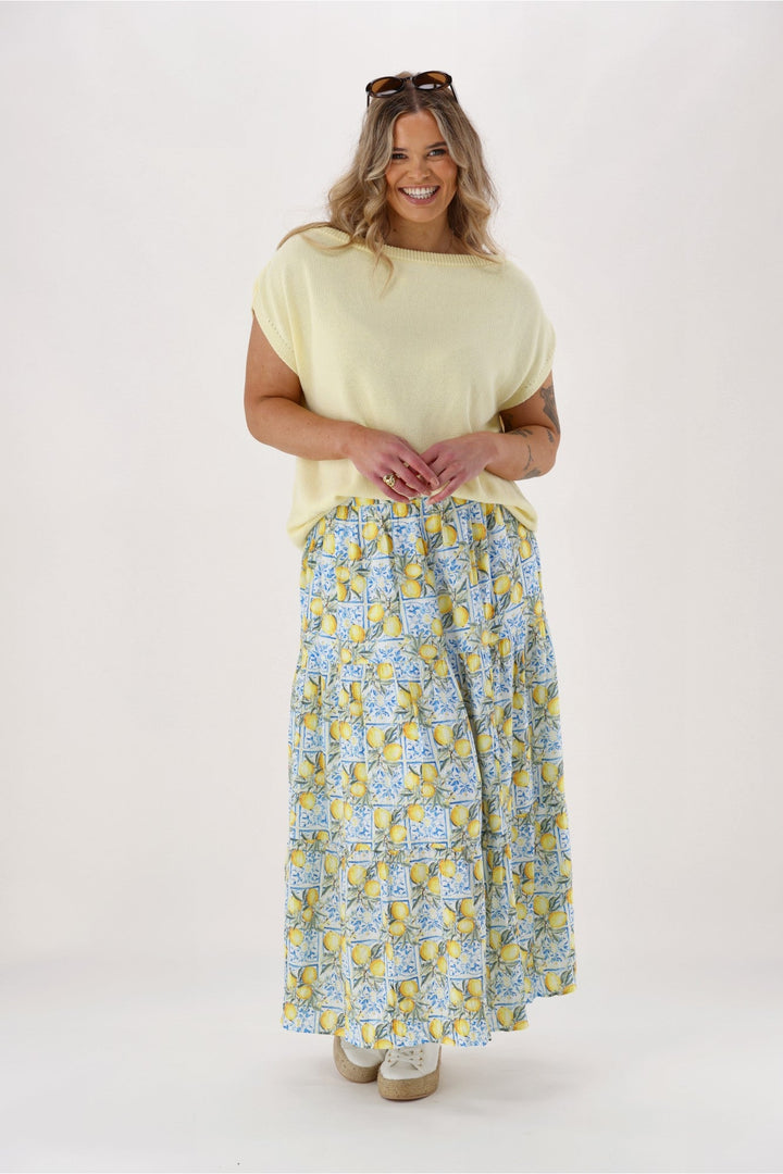 Label Lemonade Skirt Lemon And Blue Print