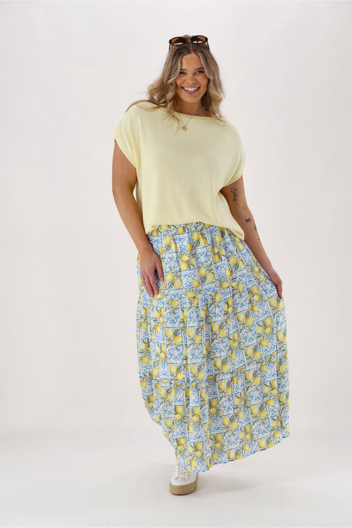 Label Lemonade Skirt Lemon And Blue Print