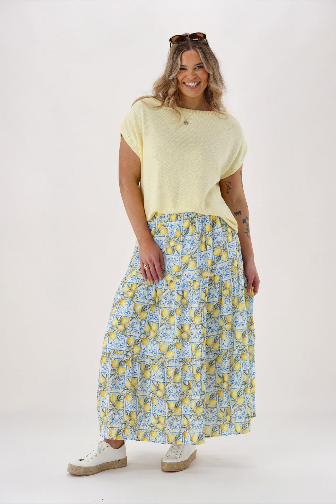 Label Lemonade Skirt Lemon And Blue Print