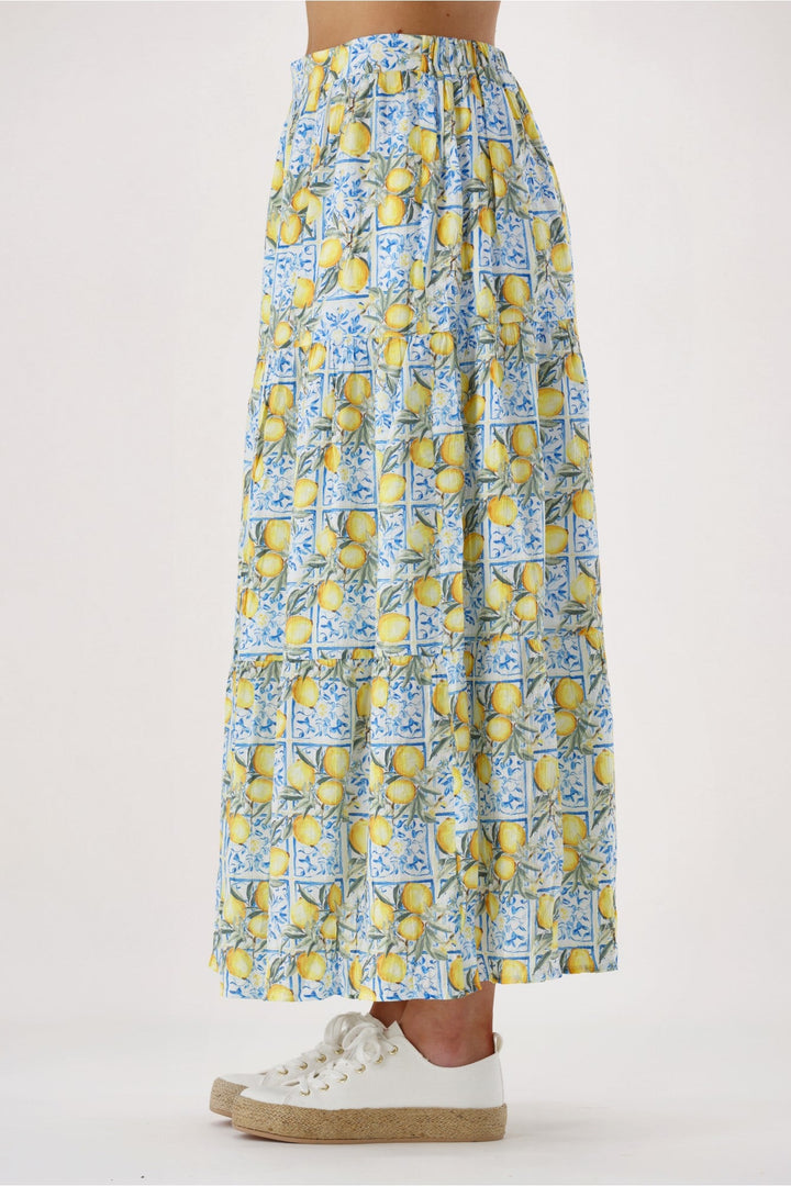 Label Lemonade Skirt Lemon And Blue Print