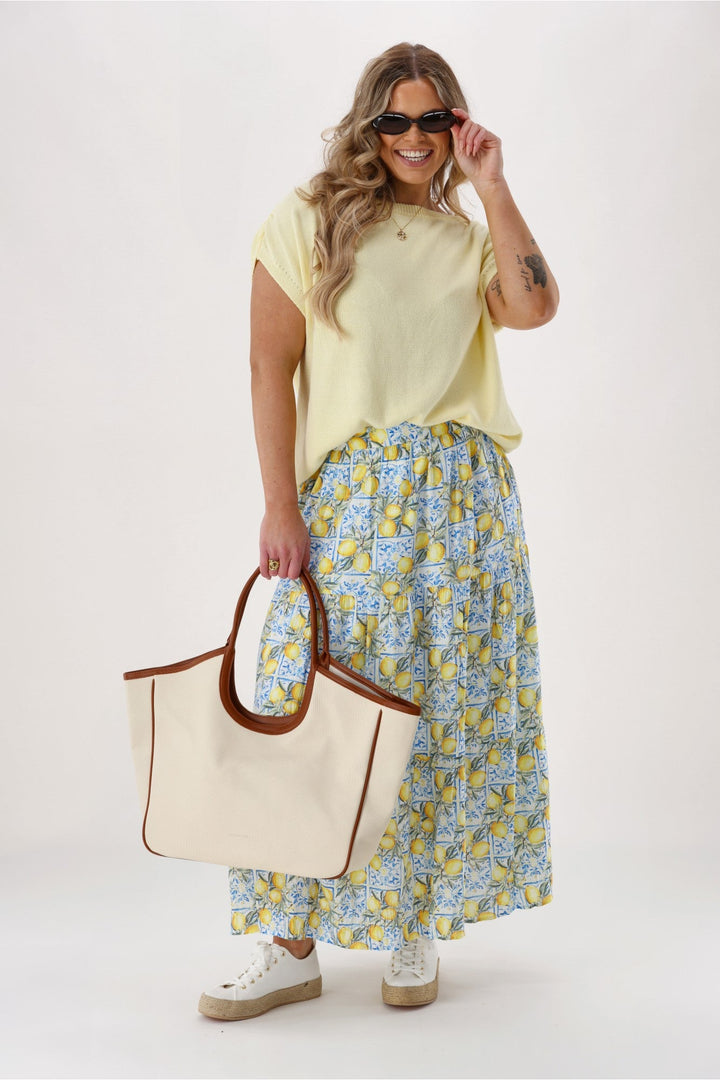 Label Lemonade Skirt Lemon And Blue Print