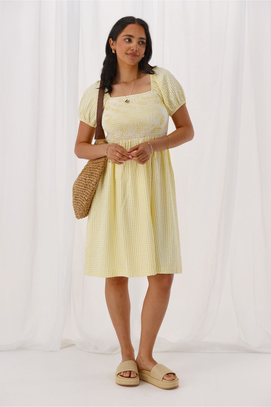 Label Lina Dress Yellow White Stripe