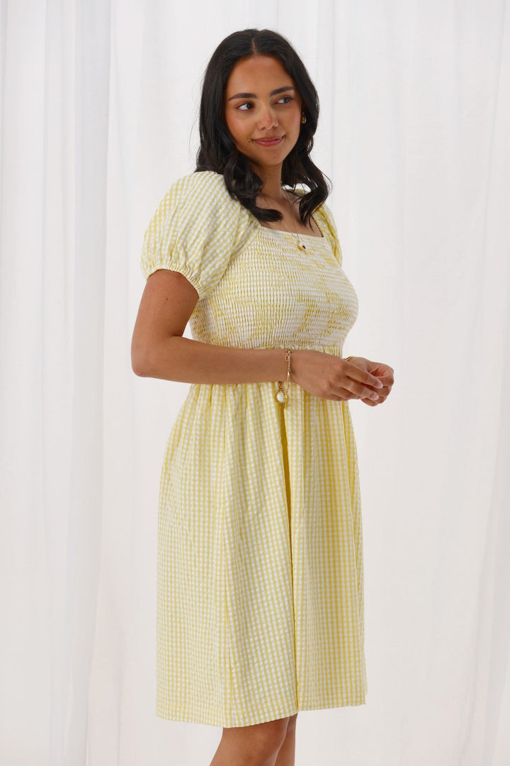 Label Lina Dress Yellow White Stripe