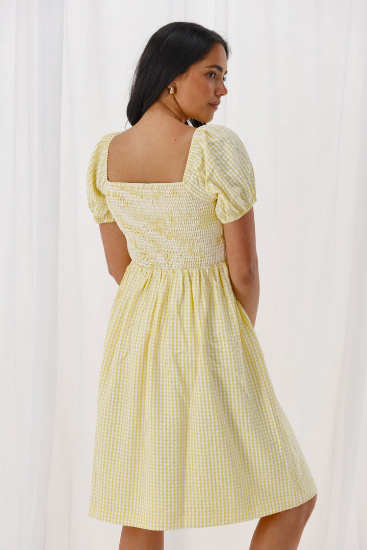 Label Lina Dress Yellow White Stripe