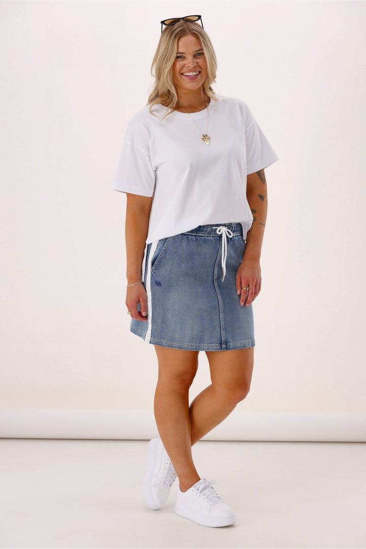 Label Lyon Collection Denim Skirt w White Tape
