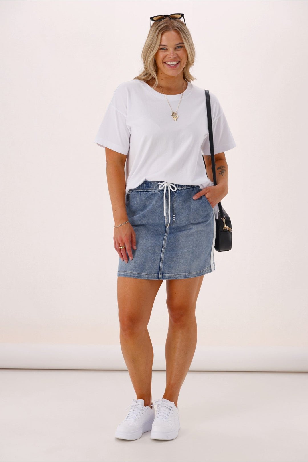 Label Lyon Collection Denim Skirt w White Tape