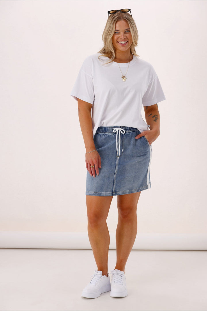Label Lyon Collection Denim Skirt w White Tape