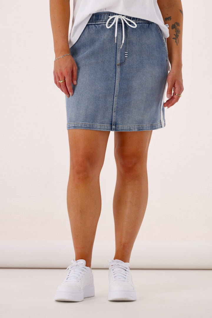 Label Lyon Collection Denim Skirt w White Tape
