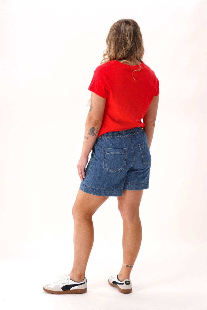 Label Lyric Elastic Waist Denim Short Indigo