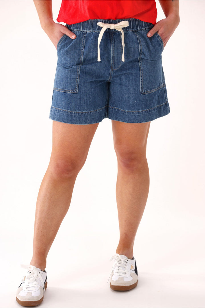 Label Lyric Elastic Waist Denim Short Indigo