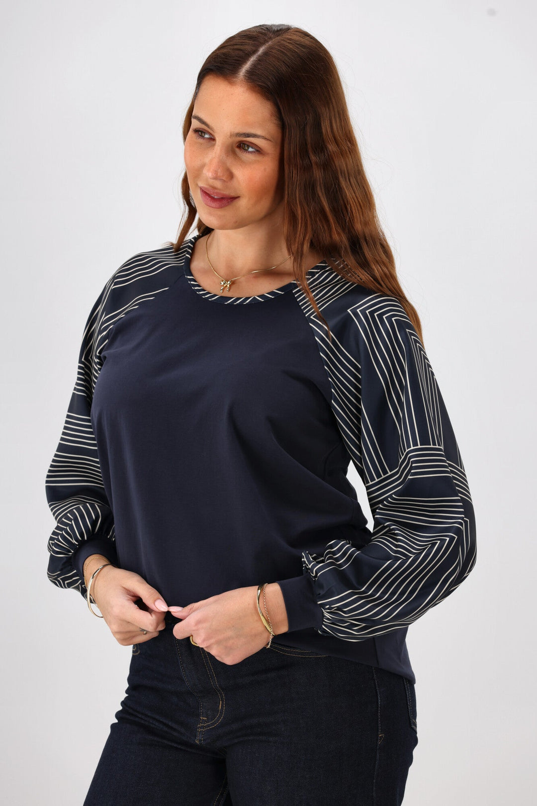 Label Mackenzie Geo Print Sleeve Top Ink