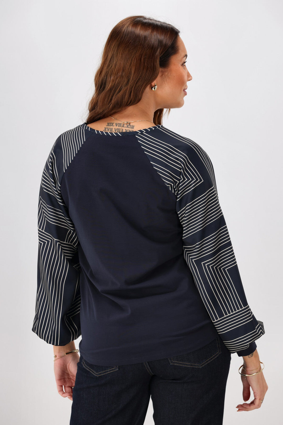 Label Mackenzie Geo Print Sleeve Top Ink