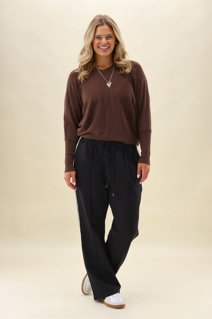 Label Maja Side Stripe Pants Black