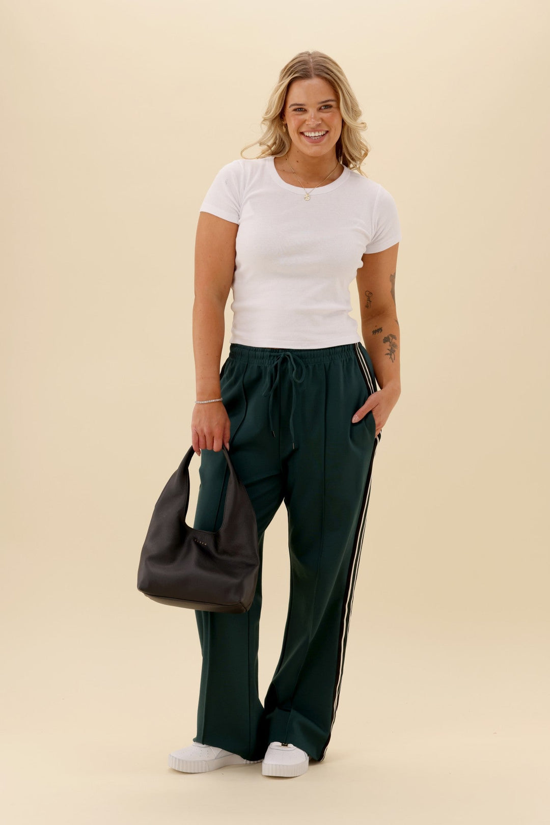 Label Maja Side Stripe Pants Green