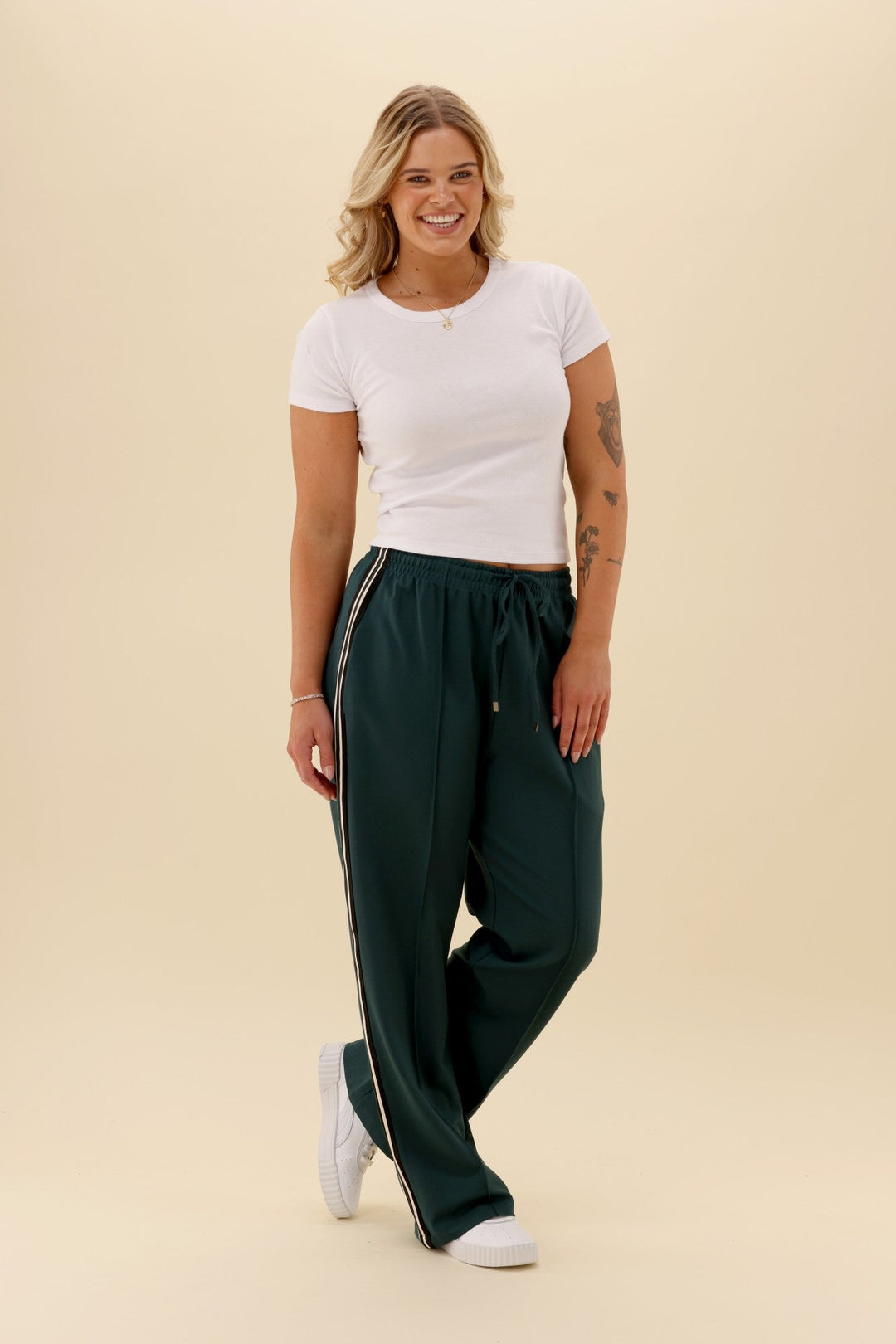 Label Maja Side Stripe Pants Green