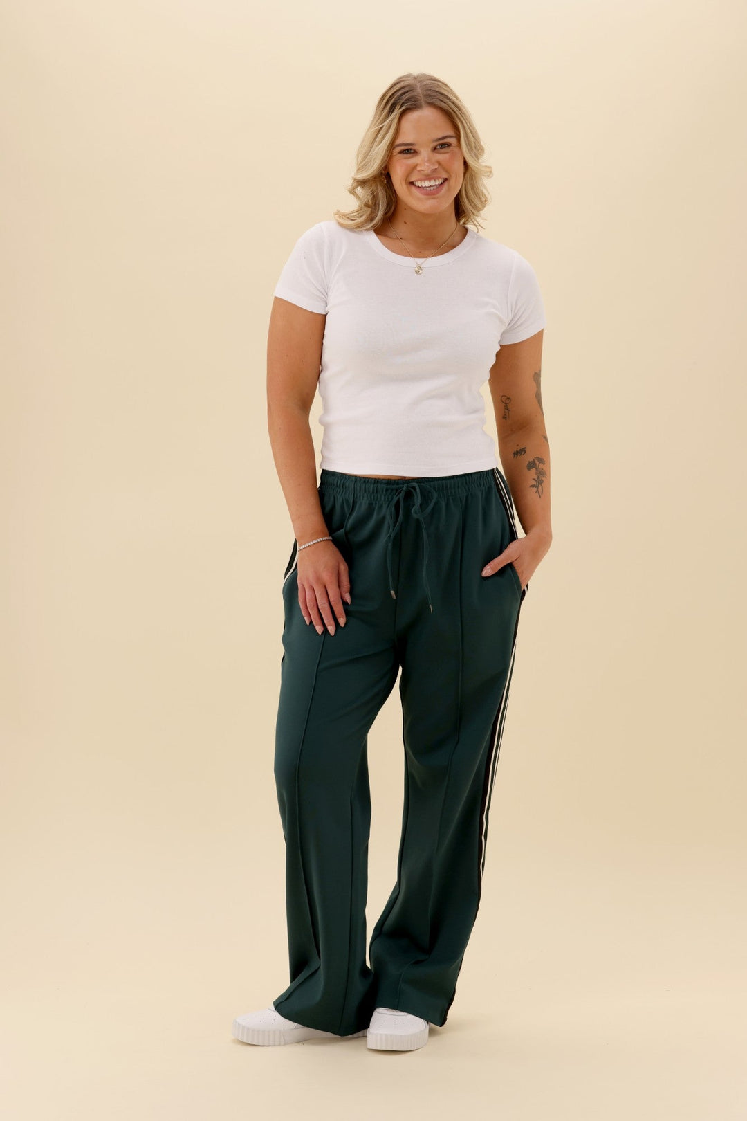 Label Maja Side Stripe Pants Green