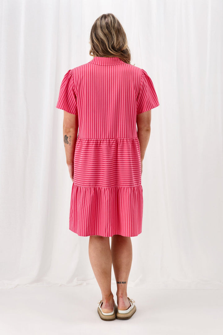 Label Mandi Multi Stripe Dress Pink