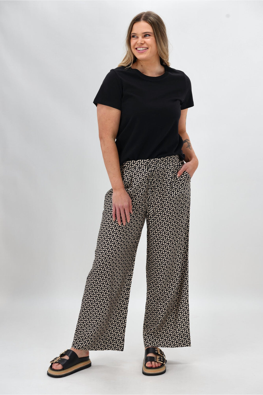 Label Margot Pant Black Natural Geo