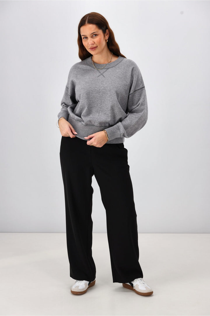 Label Melly Knit Sweater Grey Marle