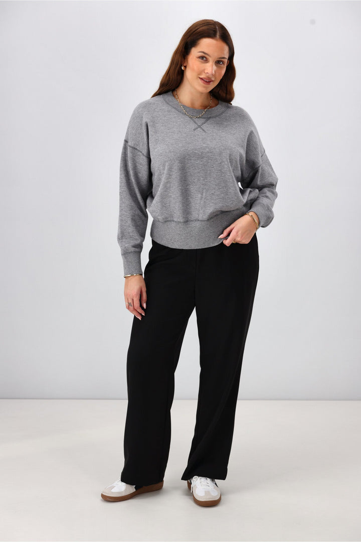 Label Melly Knit Sweater Grey Marle