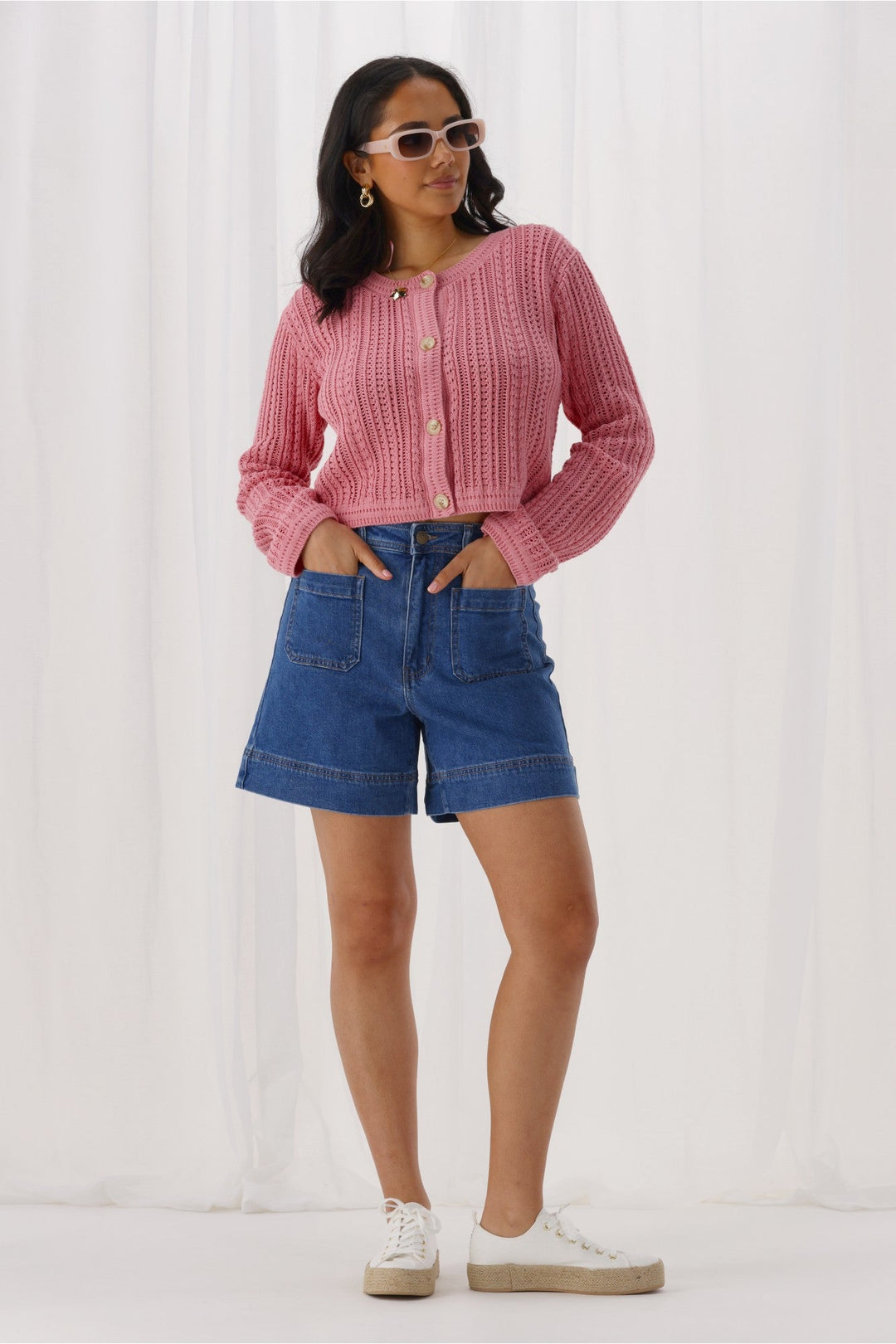 Label Mels Denim Patch Pocket Short Washed Blue