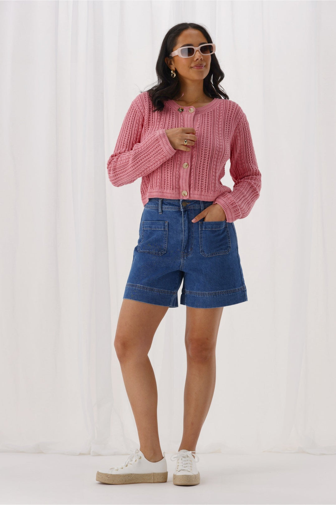 Label Mels Denim Patch Pocket Short Washed Blue