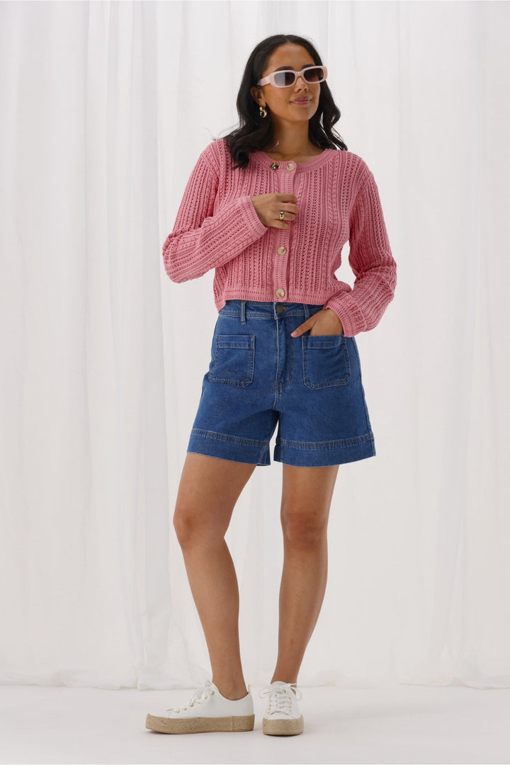 Label Mels Denim Patch Pocket Short Washed Blue