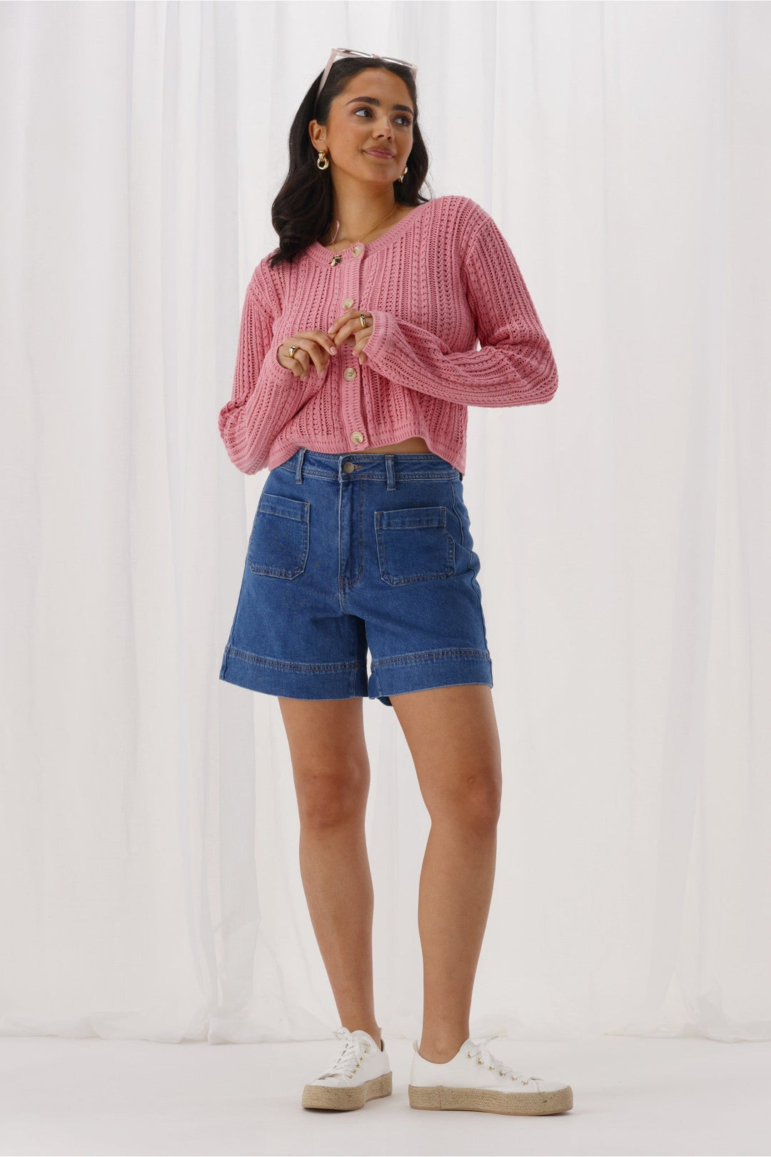Label Mels Denim Patch Pocket Short Washed Blue