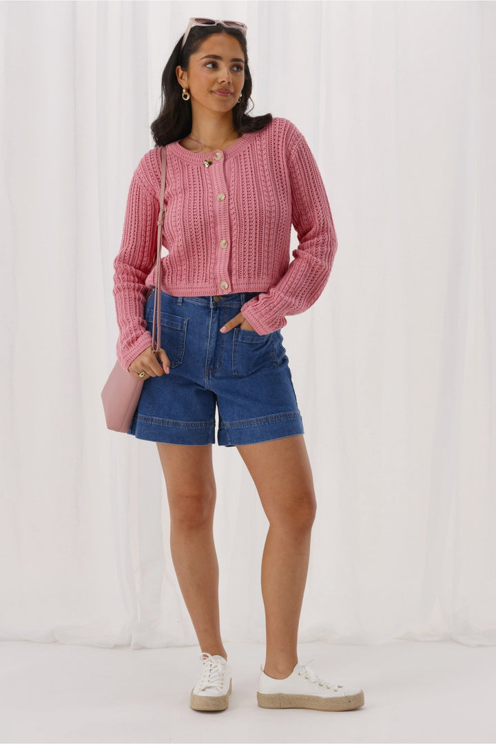 Label Mels Denim Patch Pocket Short Washed Blue