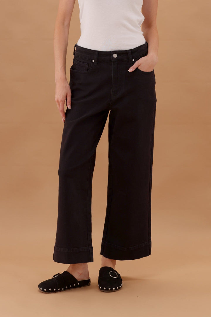 Label Owen Wide Leg Cropped Jean Black