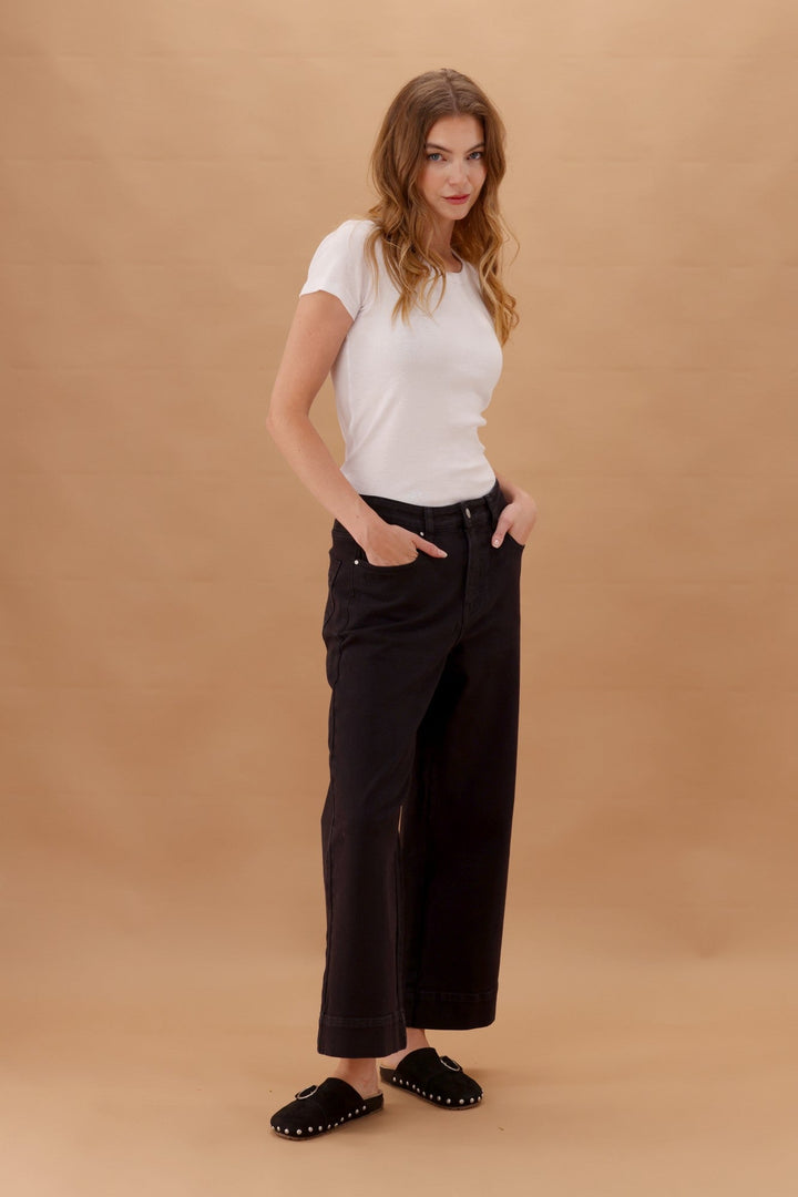 Label Owen Wide Leg Cropped Jean Black
