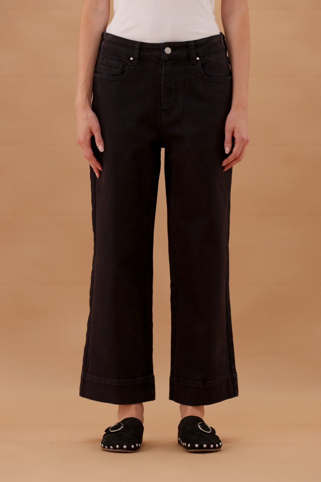 Label Owen Wide Leg Cropped Jean Black