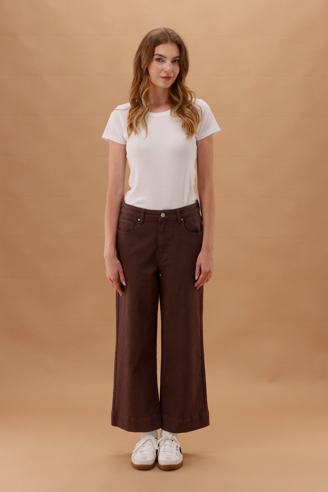 Label Owen Wide Leg Cropped Jeans Cocoa