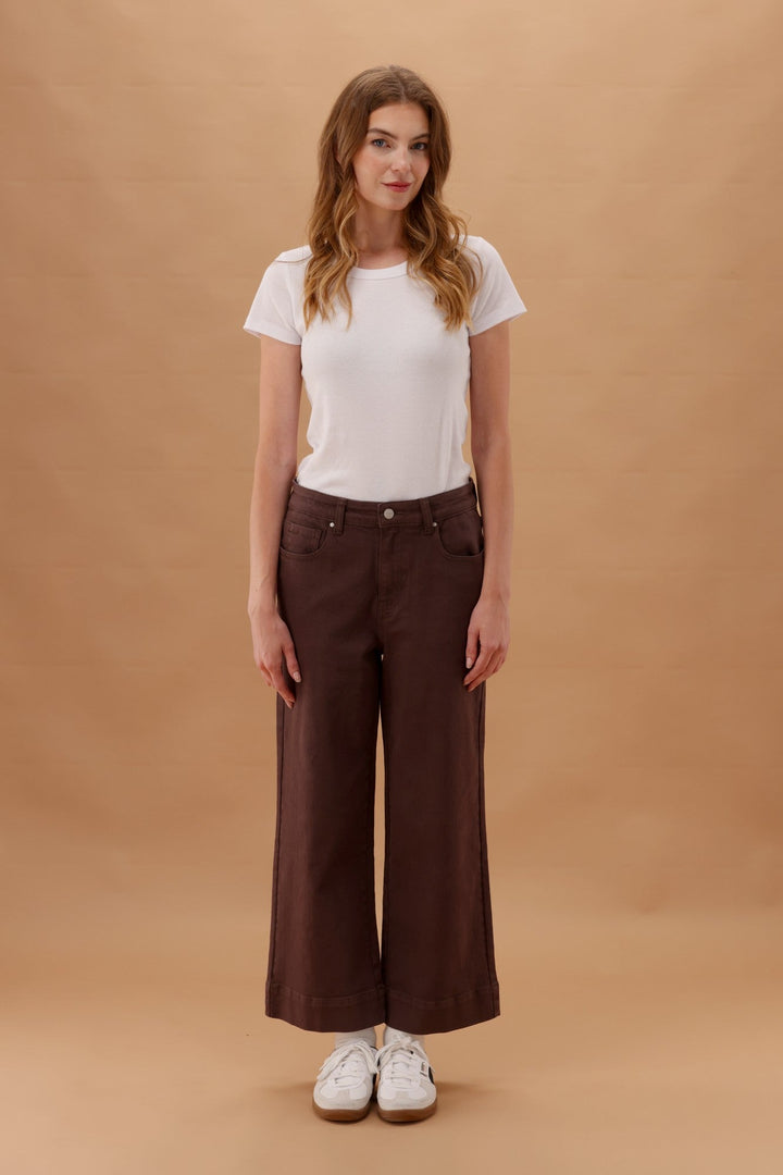 Label Owen Wide Leg Cropped Jeans Cocoa