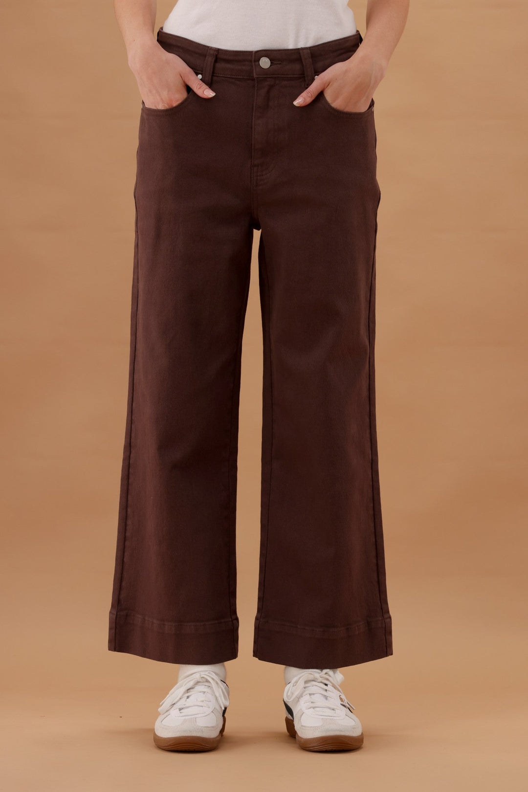 Label Owen Wide Leg Cropped Jeans Cocoa