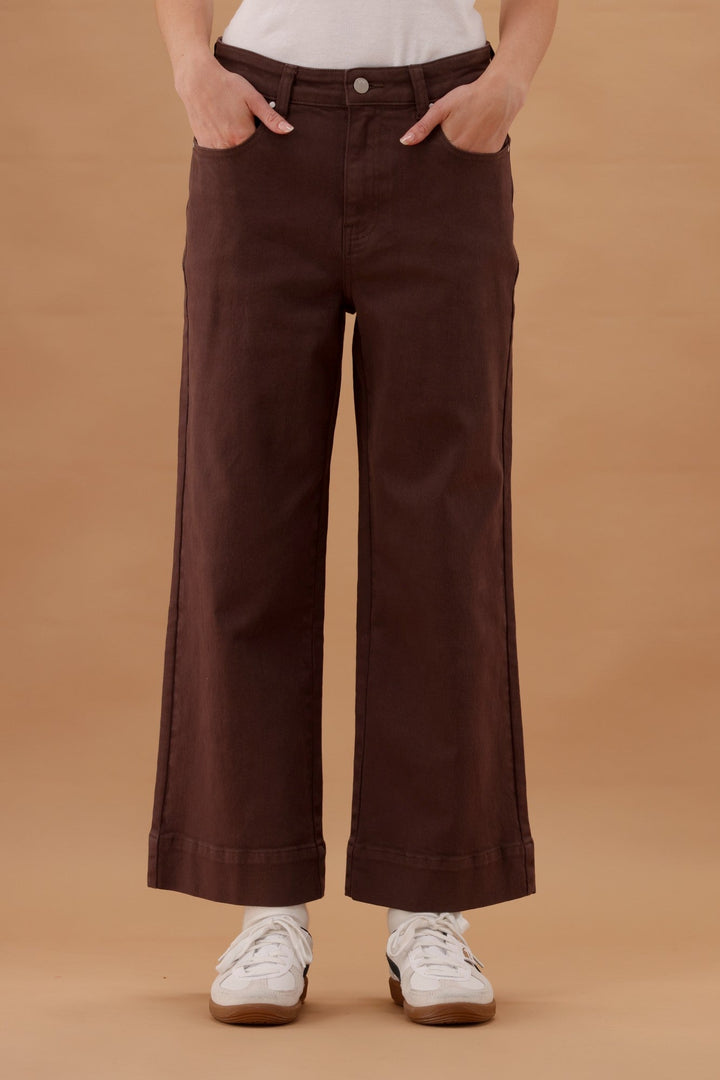 Label Owen Wide Leg Cropped Jeans Cocoa