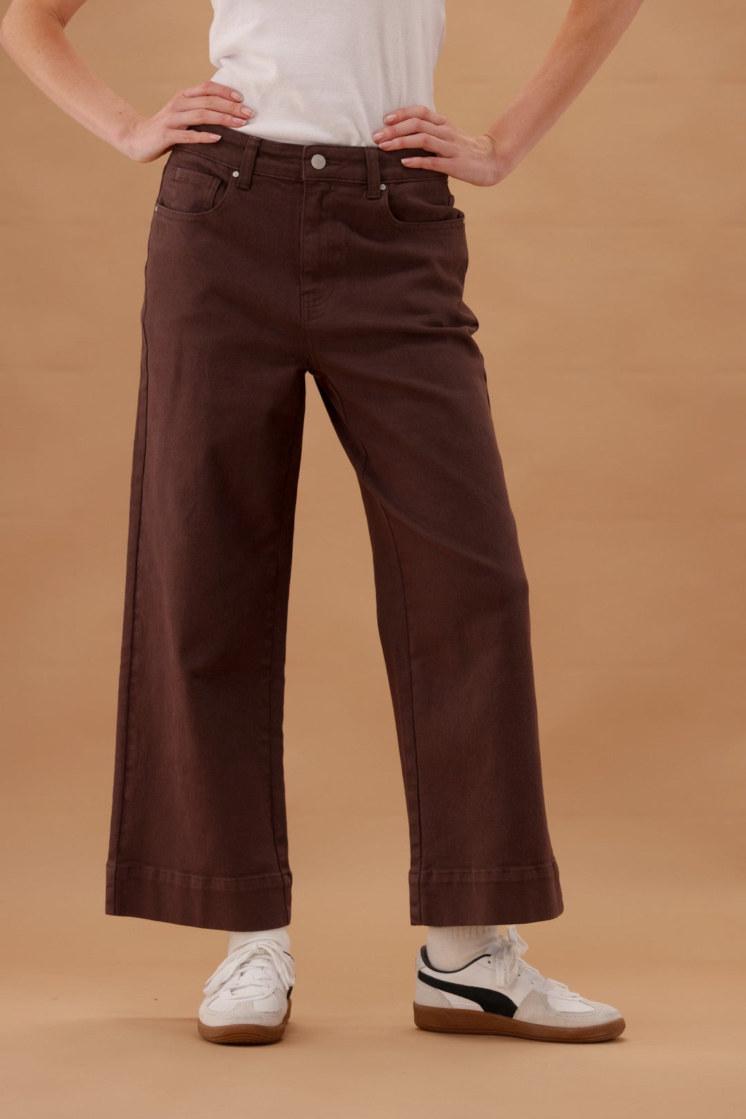 Label Owen Wide Leg Cropped Jeans Cocoa